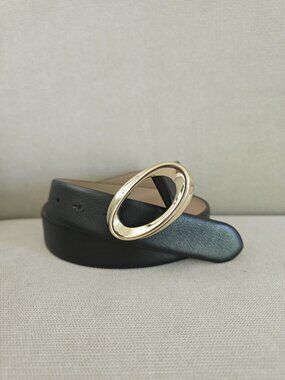 B-Low The Belt Gracie Leather Black Gold Italy Size Small Womens Oval Embossed